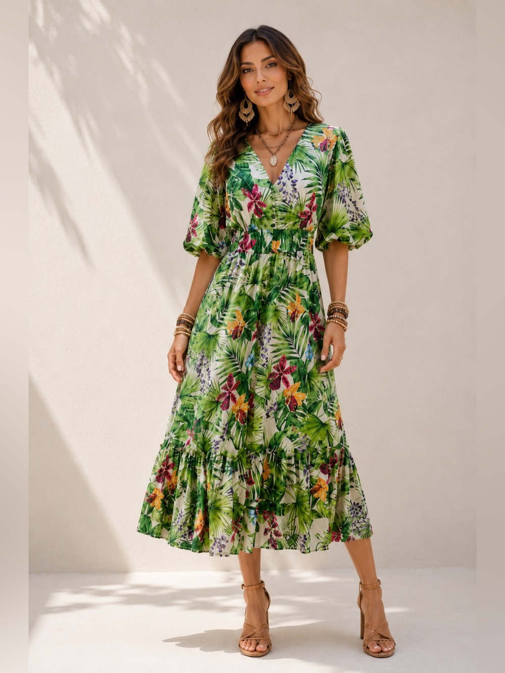 $128 Kensie Women's Floral-Print Balloon-Sleeve Maxi Dress SZ 10 NWT
